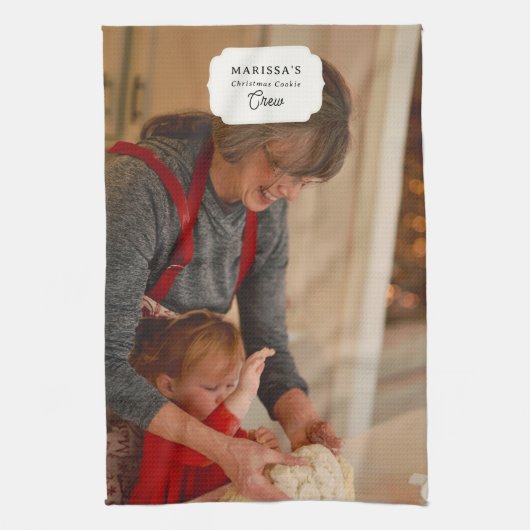 Aangepaste kerstkoekjes bakploeg gepersonaliseerd theedoek (Verticaal)