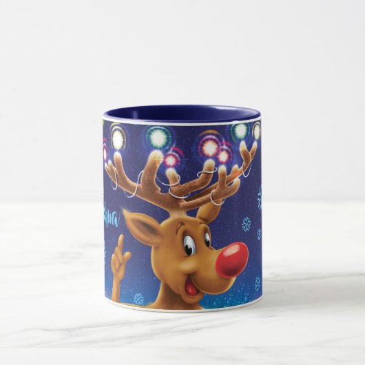 Aangepaste kerstkoffie-mok, Rudolph & Light Mok (Midden)