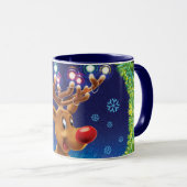 Aangepaste kerstkoffie-mok, Rudolph & Light Mok (Voorkant rechts)
