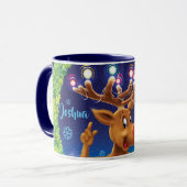 Aangepaste kerstkoffie-mok, Rudolph & Light Mok (Voorkant links)