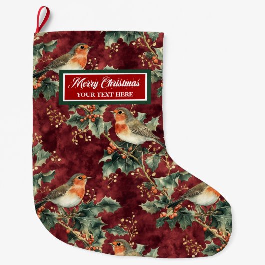 Aangepaste Kerstkous Gepersonaliseerde Waterverf Grote Kerstsok (Voorkant)