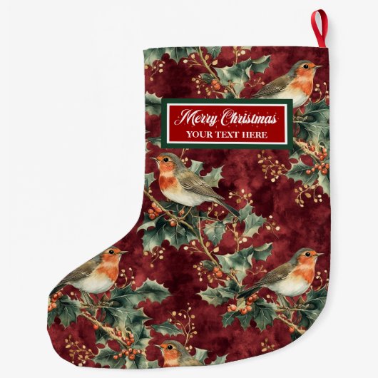 Aangepaste Kerstkous Gepersonaliseerde Waterverf Grote Kerstsok (Achterkant)