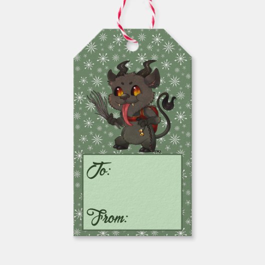 Aangepaste kerstkrampus cadeaulabel (Voorkant)