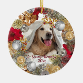 Aangepaste kerstkrans met foto van huisdier-herden keramisch ornament