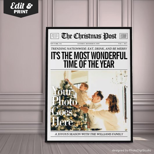 Aangepaste Kerstkrant Decoratie, Familie Kerst Poster