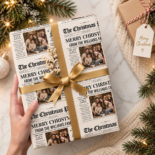 Aangepaste Kerstkrant Inpakpapier, Vintage Kerst Cadeaupapier