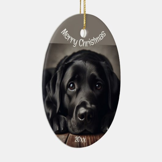 Aangepaste kerstlabrador Retriever Keramisch Ornament (Rechts)