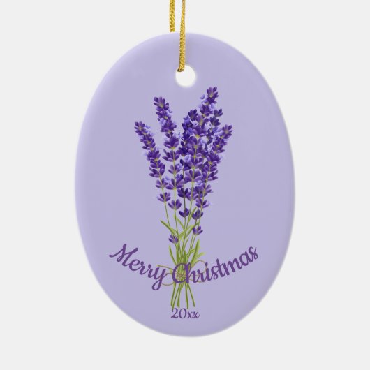 Aangepaste kerstlavender Garden Flowers Keramisch Ornament (Achterkant)