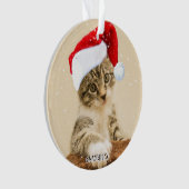 Aangepaste kerstliedjes kattenfoto gepersonaliseer ornament (voorkant)