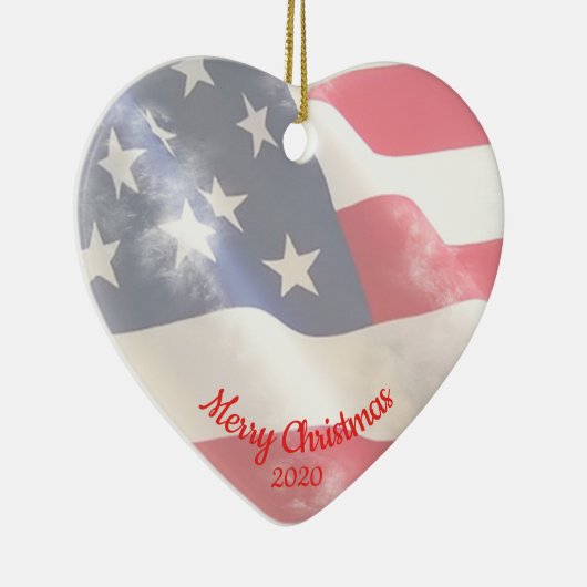 Aangepaste kerstliefde VS vlag Keramisch Ornament (Rechts)