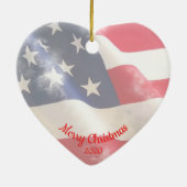 Aangepaste kerstliefde VS vlag Keramisch Ornament (Achterkant)