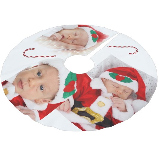 Aangepaste Kerstman Baby Foto's Pepernootstokken K Kerstboom Rok (Gekanteld)