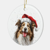 Aangepaste Kerstman Colley Hond Keramisch Ornament (Links)