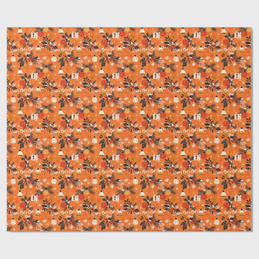 Aangepaste kerstman en Holly Kerstmis Cadeaupapier (Vlak)