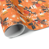 Aangepaste kerstman en Holly Kerstmis Cadeaupapier (Rol Hoek)