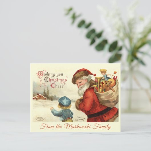 Aangepaste  kerstman en kerstmis feestdagenkaart (Staand voorkant)