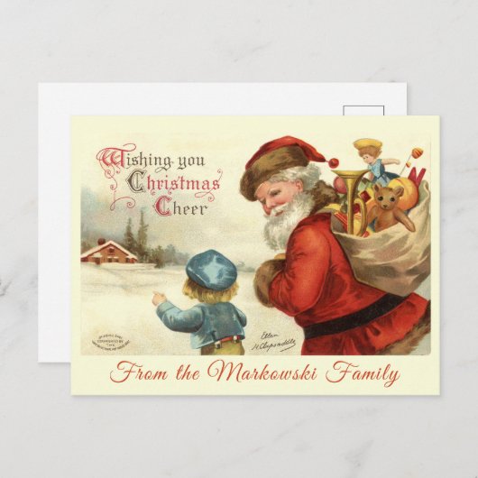 Aangepaste  kerstman en kerstmis feestdagenkaart (Voorkant / Achterkant)