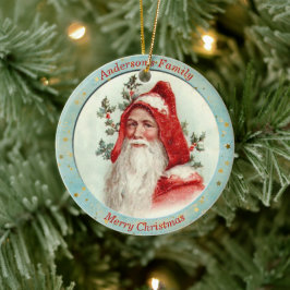 Aangepaste  kerstman Holly Berry Keramisch Ornament