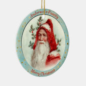 Aangepaste kerstman Holly Berry Keramisch Ornament (Rechts)