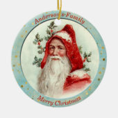 Aangepaste  kerstman Holly Berry Keramisch Ornament (Voorkant)