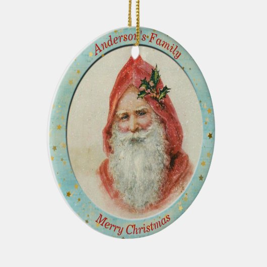 Aangepaste  kerstman Holly Berry Keramisch Ornament (Rechts)