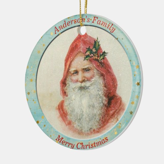 Aangepaste  kerstman Holly Berry Keramisch Ornament (Links)