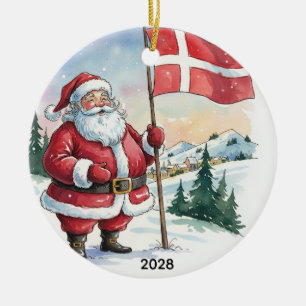 Aangepaste Kerstman in Denemarken Keramisch Ornament