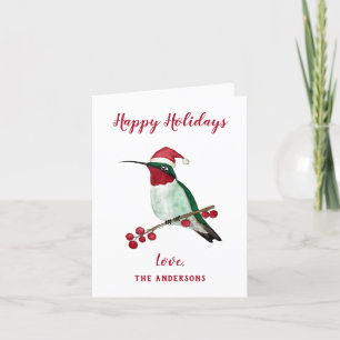 Aangepaste Kerstman Kolibrie Feestdagen Kaart