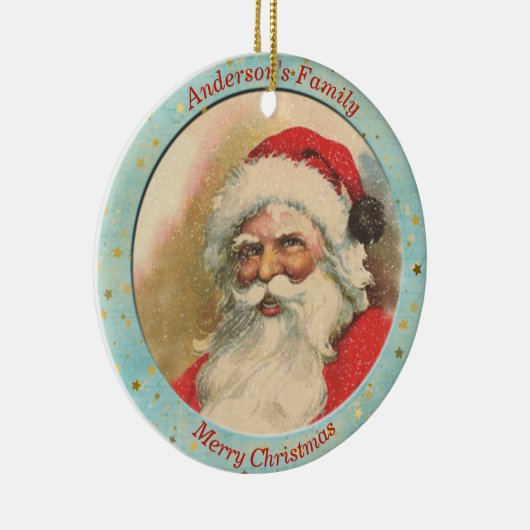 Aangepaste  kerstman, rood blauw kerstfeest keramisch ornament (Rechts)