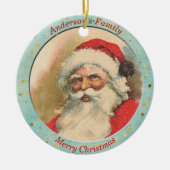 Aangepaste kerstman, rood blauw kerstfeest keramisch ornament (Voorkant)