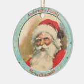 Aangepaste kerstman, rood blauw kerstfeest keramisch ornament (Links)