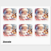 Aangepaste Kerstman Rudolph Kerstfeest  Vierkante Sticker (Vel)