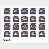 Aangepaste Kerstman Ruimteschip Kerstmis Vierkante Sticker (Vel)