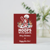 Aangepaste Kerstman Santa Claus Dunking Basketball Feestdagenkaart (Staand voorkant)