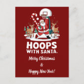 Aangepaste Kerstman Santa Claus Dunking Basketball Feestdagenkaart (Voorkant)