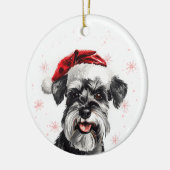 Aangepaste Kerstman Schnauzer Hond Keramisch Ornament (Links)