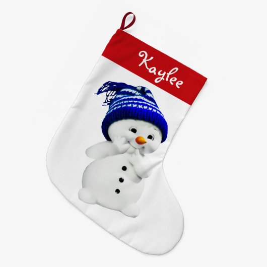 Aangepaste Kerstman Sneeuwman Rood en Wit Grote Kerstsok (Voorkant (Hangend))