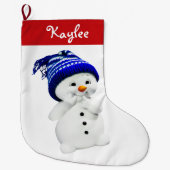 Aangepaste Kerstman Sneeuwman Rood en Wit Grote Kerstsok (Voorkant)