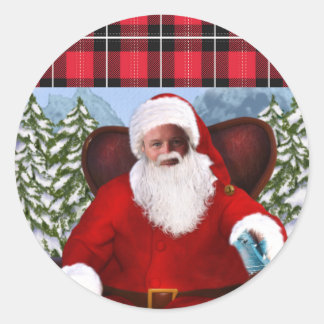 Aangepaste Kerstman Voeg je foto toe Ronde Sticker