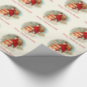 Aangepaste  Kerstman Vrolijk Kerstfeest Cadeaupapier (Hoek)