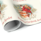 Aangepaste Kerstman Vrolijk Kerstfeest Cadeaupapier (Rol Hoek)