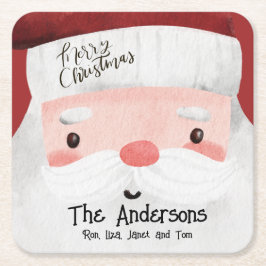 Aangepaste Kerstman Waterverf Vrolijk Kerstfeest Kartonnen Onderzetters