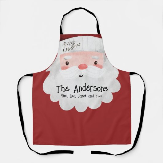 Aangepaste Kerstman Waterverf Vrolijk Kerstfeest Schort (Voorkant)