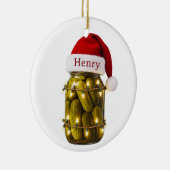 Aangepaste Kerstmanhoed Kerst-Pickle Jar Ornament (Rechts)