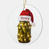 Aangepaste Kerstmanhoed Kerst-Pickle Jar Ornament (Links)