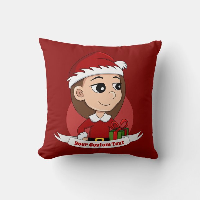 Aangepaste kerstmeisjes cartoon gooien kussens (Voorkant)