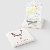 Aangepaste kerstminimalistische moderne rendierfam stenen onderzetter (Zijkant)