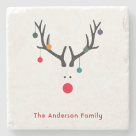 Aangepaste kerstminimalistische moderne rendierfam stenen onderzetter