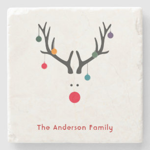 Aangepaste kerstminimalistische moderne rendierfam stenen onderzetter