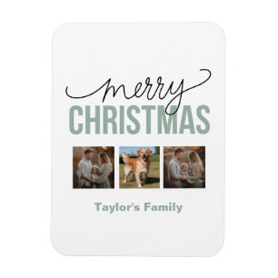 Aangepaste Kerstmis 3 Spaces Familiefoto Magneet